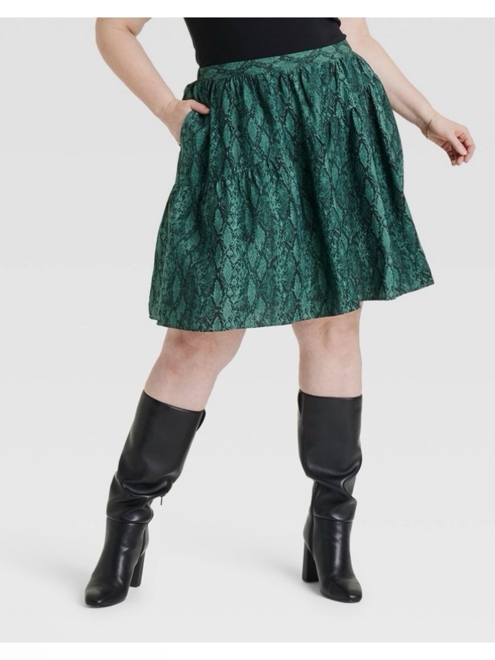 A-line snake print skirt